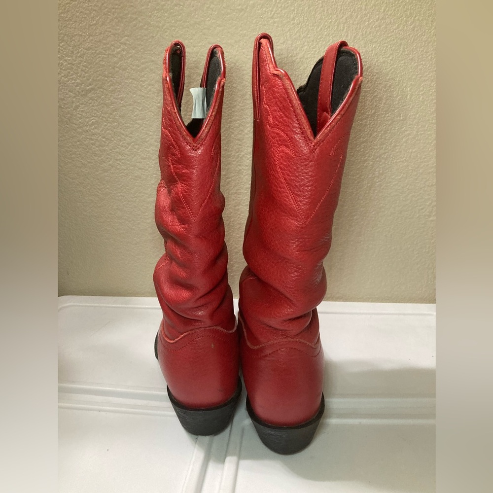 Red Leather Women's Cowboy Boots - Picture 4 of 13